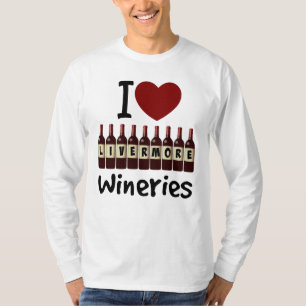I Love Livermore Wineries Heart and Wine Bottles T-Shirt