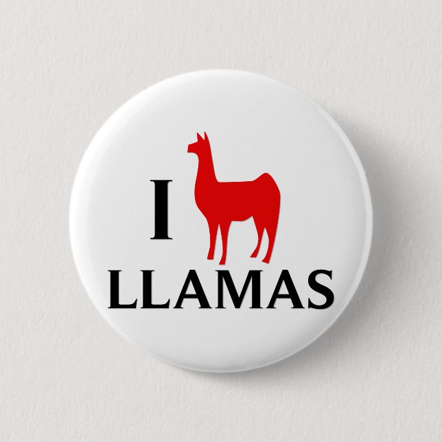 I Love Llamas 6 Cm Round Badge (Front)