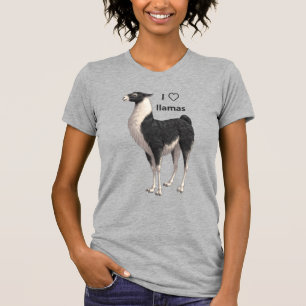 I Love Llamas Black & White Llama T-Shirt