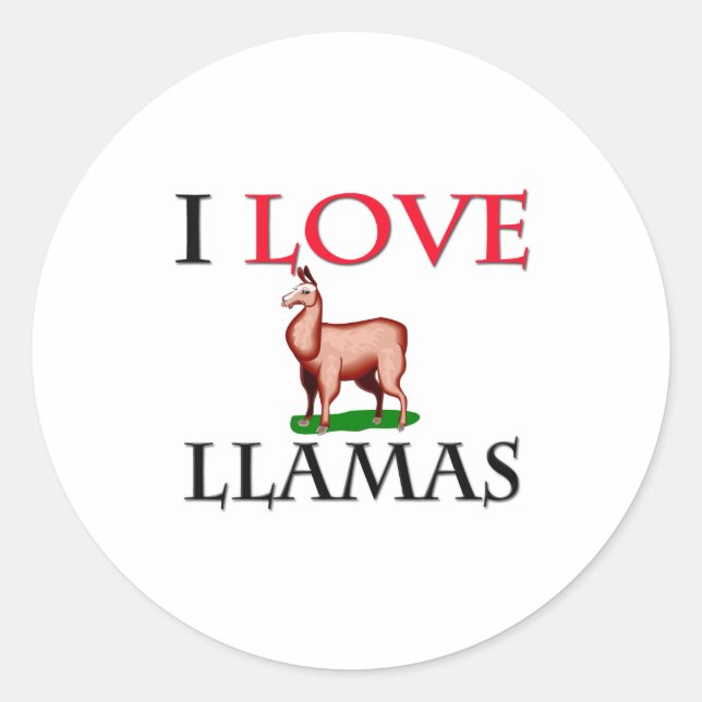 I Love Llamas Classic Round Sticker (Front)