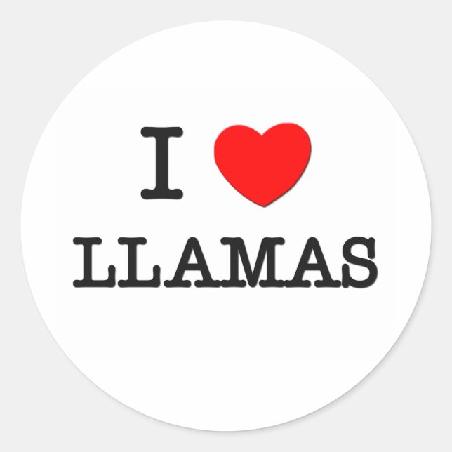I Love LLAMAS Classic Round Sticker (Front)
