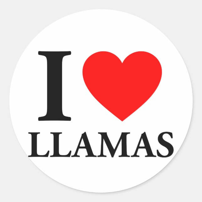 I Love Llamas Classic Round Sticker (Front)