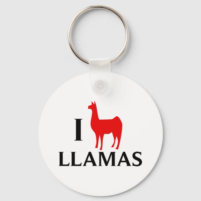 I Love Llamas Key Ring (Front)