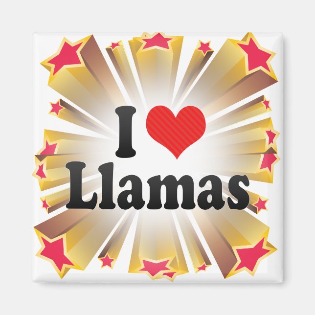 I Love Llamas Magnet (Front)