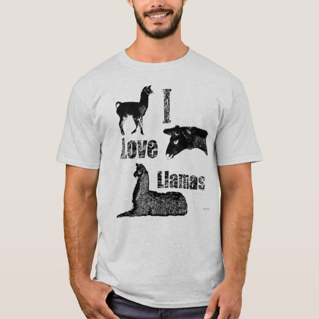 I Love Llamas T-Shirt (Front)
