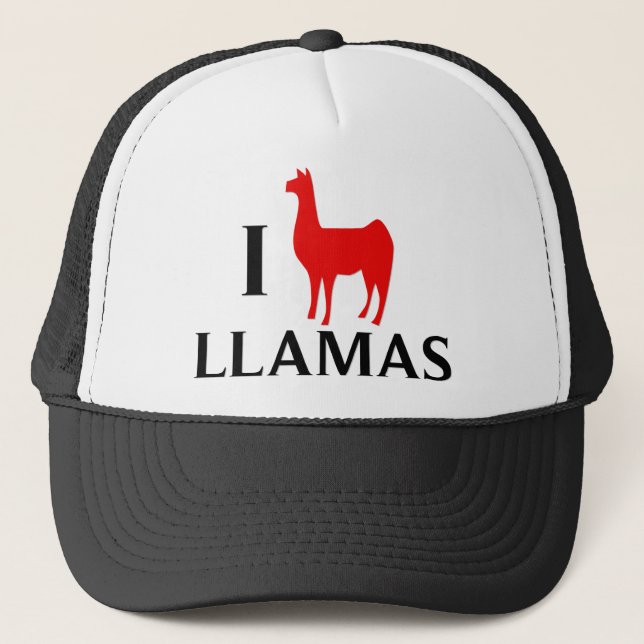 I Love Llamas Trucker Hat (Front)