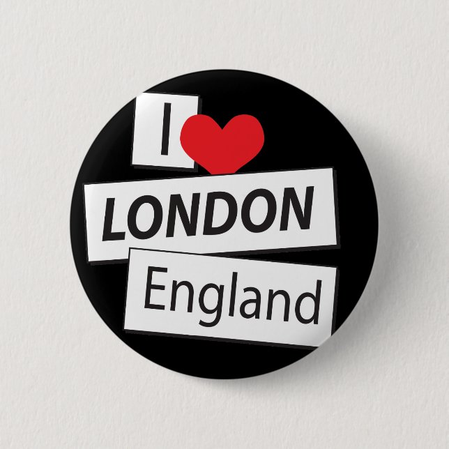 I Love London England 6 Cm Round Badge (Front)