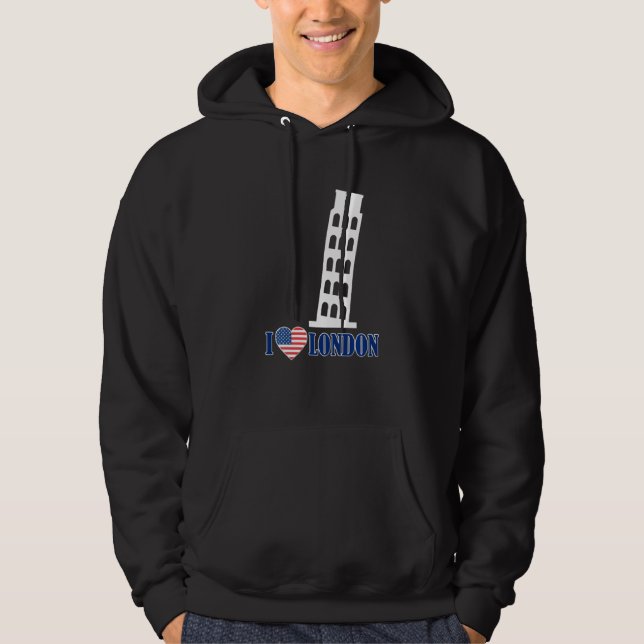I Love London Leaning Tower Of Pisa Italy Prank Pr Hoodie (Front)