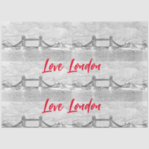I Love London Red Text Tower Bridge Decoupage  Tissue Paper
