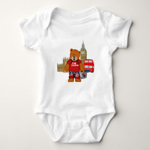 I love LONDON Teddy Bear Baby Bodysuit