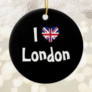 I Love London Union Jack Heart Ceramic Tree Decoration