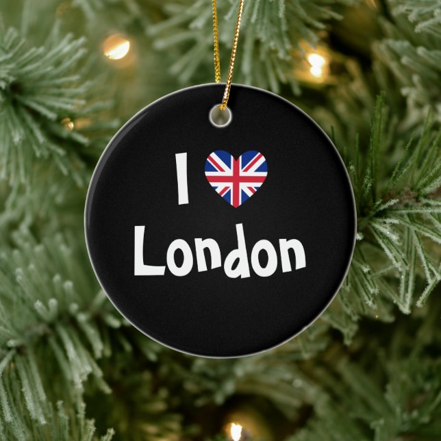 I Love London Union Jack Heart Ceramic Tree Decoration (Tree)