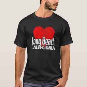 I Love Long Beach California Retro Big Heart Vacat T-Shirt