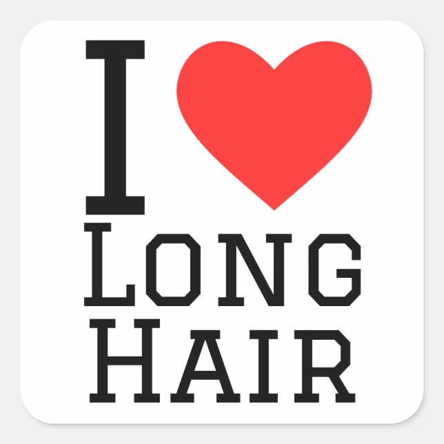I love long hair square sticker (Front)