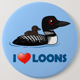 I Love Loons 6 Cm Round Badge