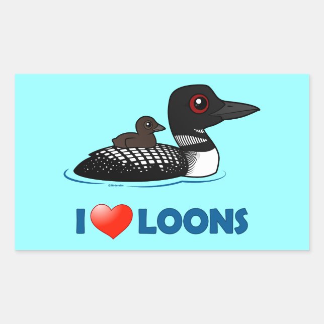 I Love Loons Rectangular Sticker (Front)