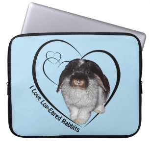 I Love Lop-Eared Rabbits Laptop Sleeve(Light Blue) Sleeve