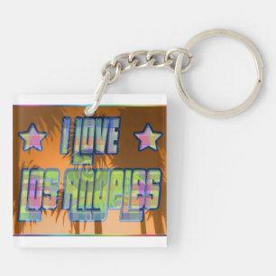 I LOVE Los Angeles Beautiful Orange Sunset Keychai Key Ring