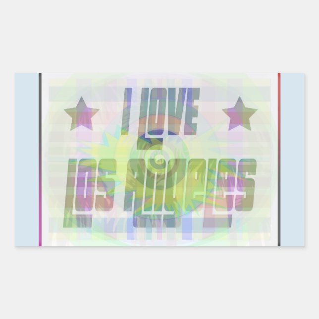 I LOVE Los Angeles Beautiful Pastel Lapel Pin Rectangular Sticker (Front)