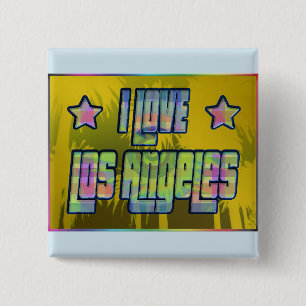 I LOVE Los Angeles Beautiful Shade Button! 15 Cm Square Badge