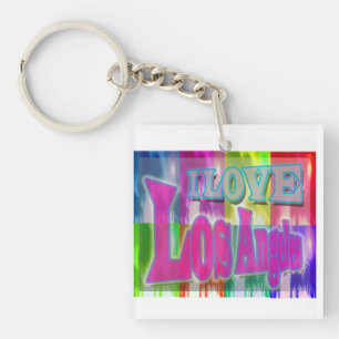 "I LOVE Los Angeles" Colourful Palms Keychain