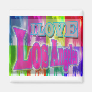 "I LOVE Los Angeles" Colourful Palms Magnet