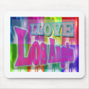 "I LOVE Los Angeles" Colourful Palms Mousepad