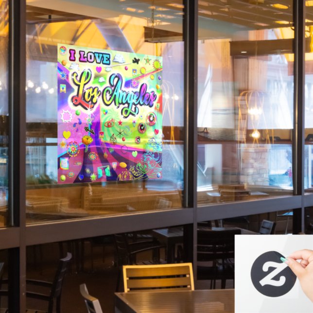 I LOVE Los Angeles Cool Energy Window Cling (Restaurant Window)