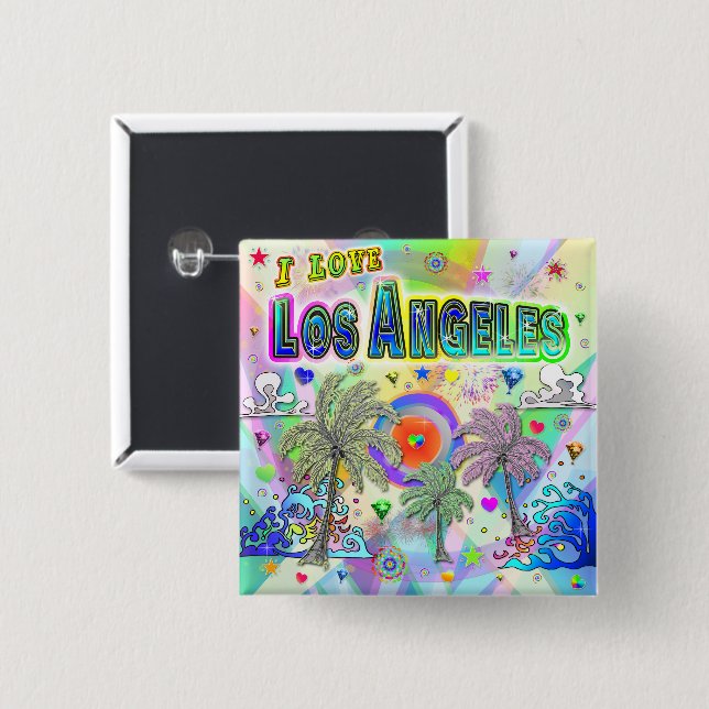 I LOVE Los Angeles Deep Dream Button (Front & Back)