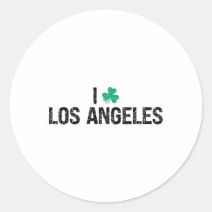 I Love Los Angeles Shamrock Clover St. Patrick's D Classic Round Sticker
