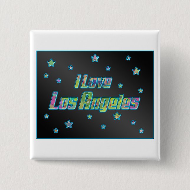 I Love Los Angeles Smile Stars Button (Front)