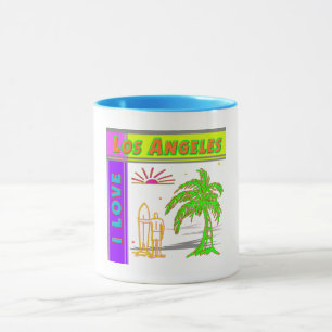 "I LOVE Los Angeles" Sun Palm Tree&Surfer #2 Cup