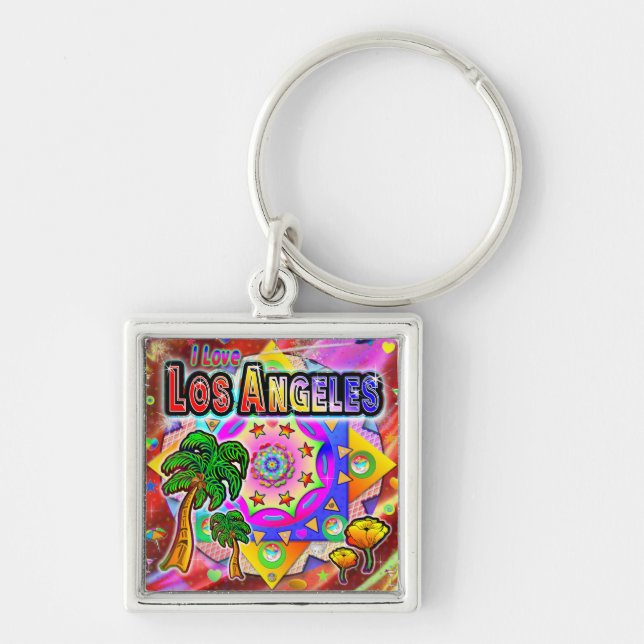 I LOVE Los Angeles Tropical Friends Keychain (Front)