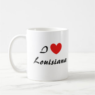 I Love Louisiana Heart Typography Coffee Mug