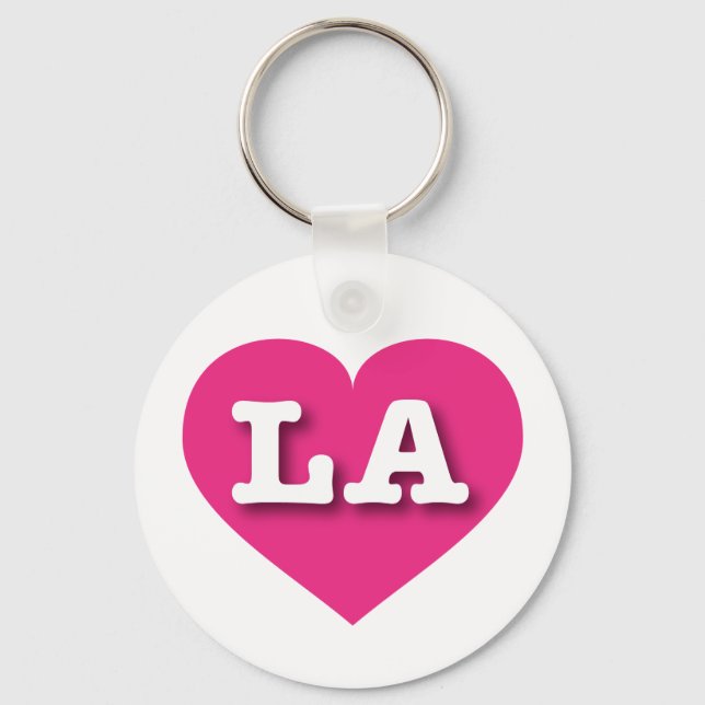 I love Louisiana - I love LA- LA hot pink heart Key Ring (Front)