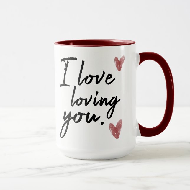 "I love loving you" Typography with Hearts Mug (Right)