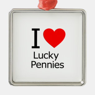 I Love Lucky Pennies Metal Tree Decoration