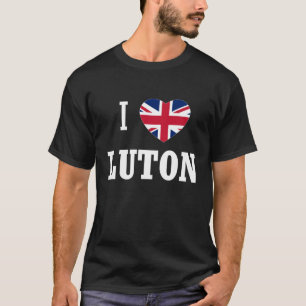 I Love Luton England Union Jack Flag Heart English T-Shirt