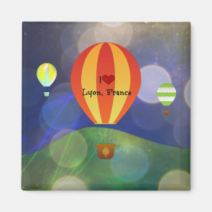 I Love Lyon France Hot Air Balloon Magnet