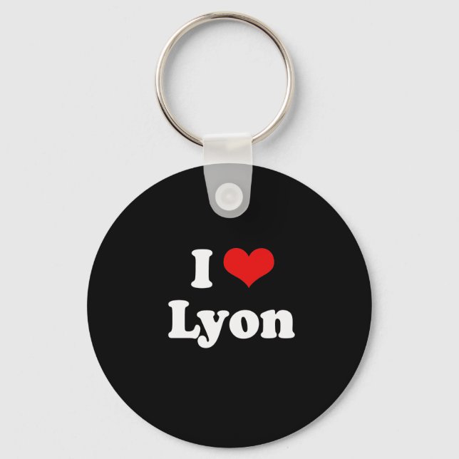 I Love Lyon Tshirt White Tshirt Key Ring (Front)