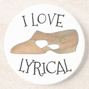 I Love Lyrical Tan Modern Dance Teacher Shoe Coaster