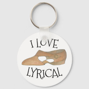 I Love Lyrical Tan Modern Dance Teacher Shoe Key Ring