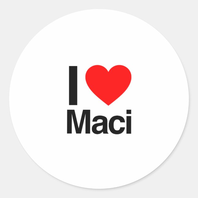 i love maci classic round sticker (Front)