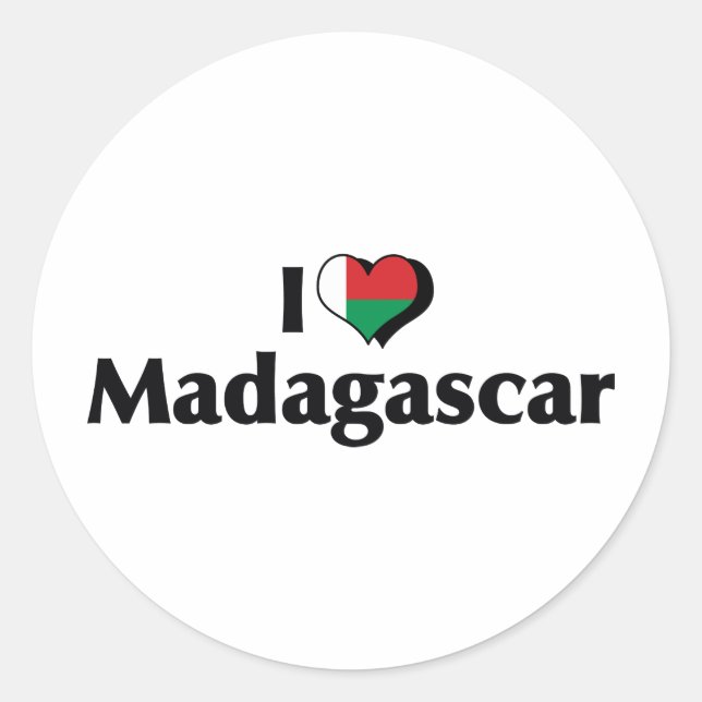 I Love Madagascar Flag Classic Round Sticker (Front)