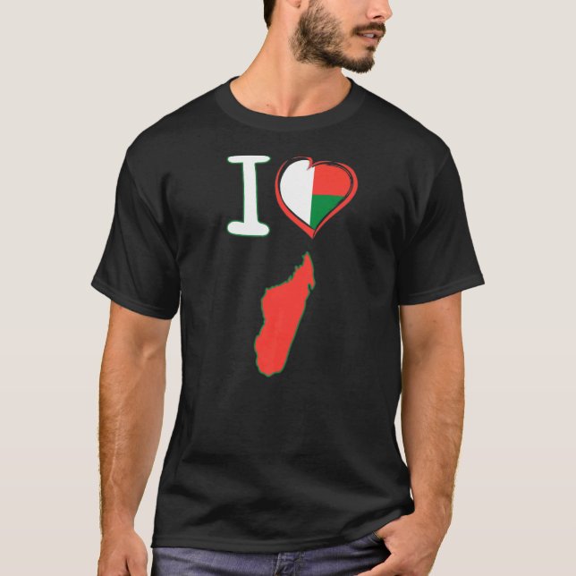 I love Madagascar Malagasy flag in shape of a hear T-Shirt (Front)