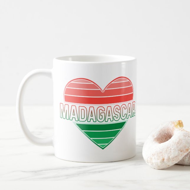 I Love Madagascar, Malagasy Heart Coffee Mug (With Donut)