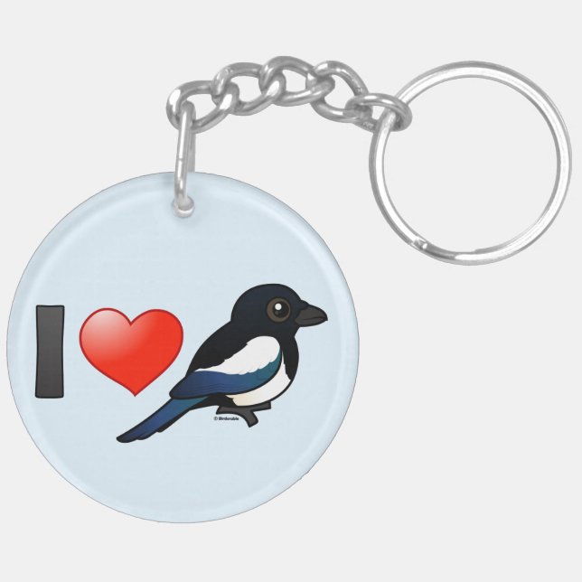 I Love Magpies Key Ring (Back Right)