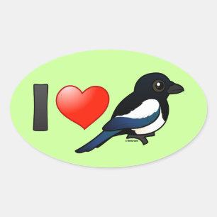 I Love Magpies Oval Sticker