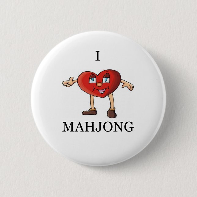 i love mahjong 6 cm round badge (Front)