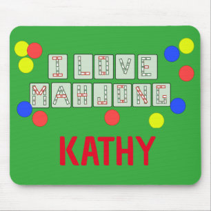 I Love Mahjong -Lettered Tiles - Personalised Mouse Pad